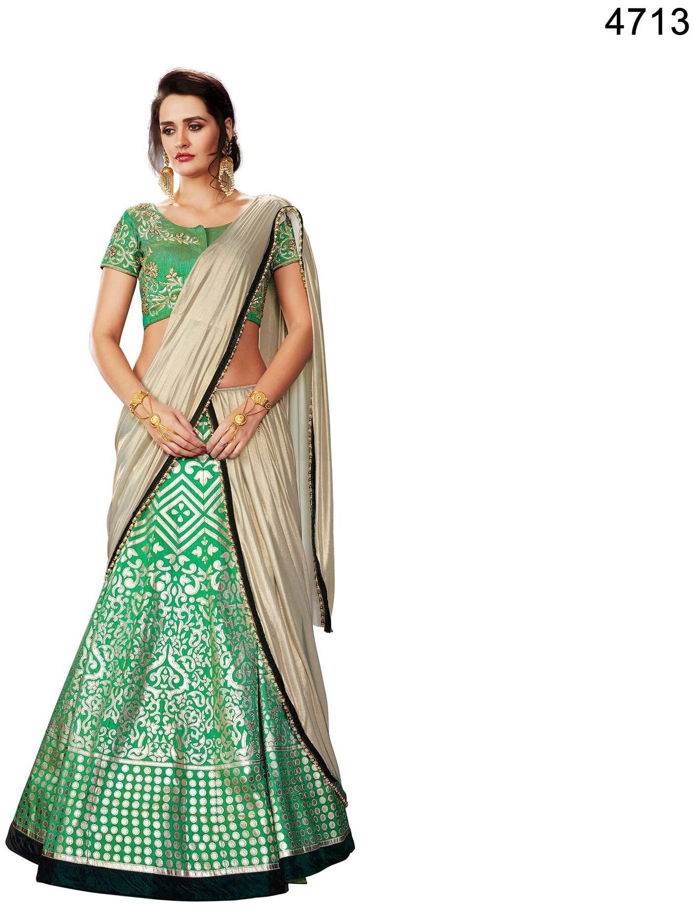 

MahotsavWomen s Green Color Satin Lehenga Choli