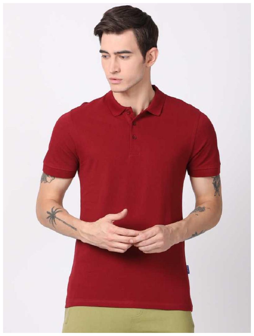 

MAKEBA Men Maroon Regular fit Cotton Polo collar T-Shirt - Pack Of 1