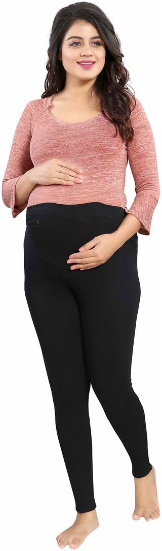 Mamma's Maternity Heavy Cotton Lycra Black Maternity Legging
