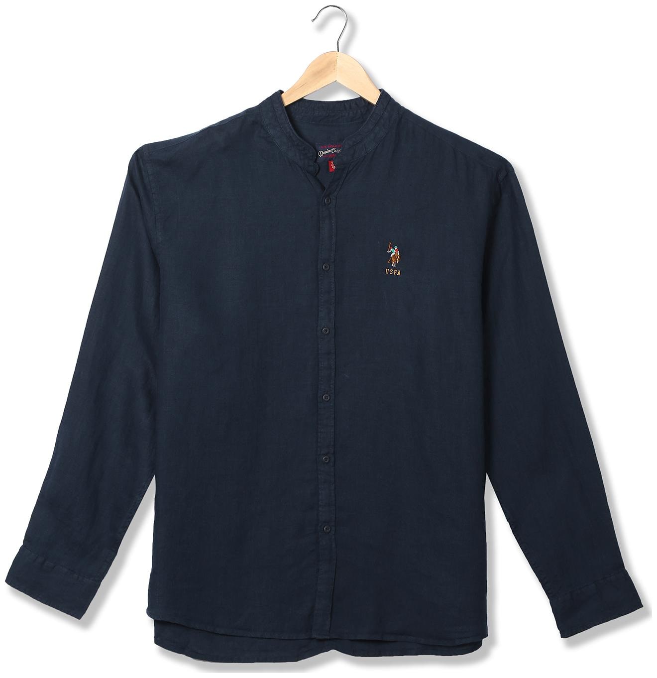 

U S Polo Assn Men Blue Solid Regular Fit Casual Shirt