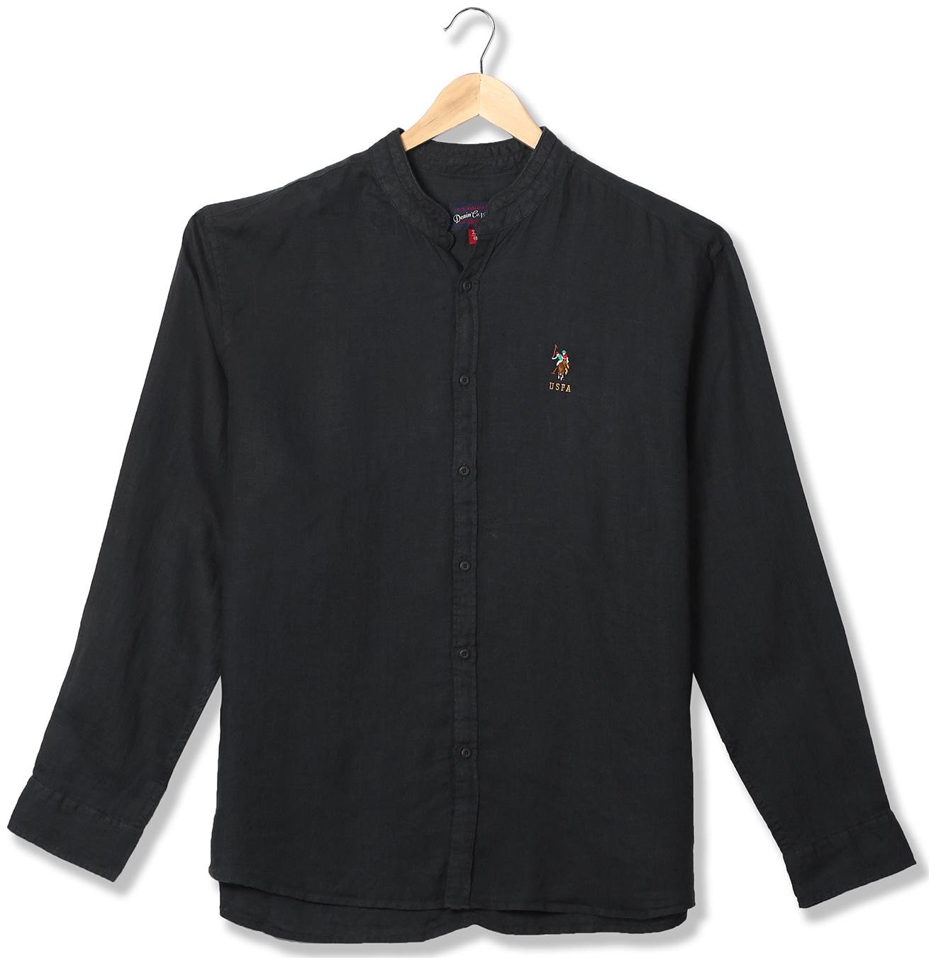 

U S Polo Assn Men Black Solid Regular Fit Casual Shirt
