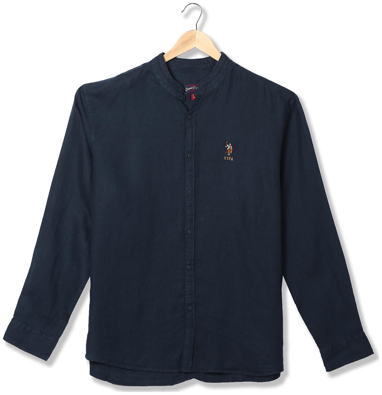 

U S Polo Assn Men Blue Solid Regular Fit Casual Shirt