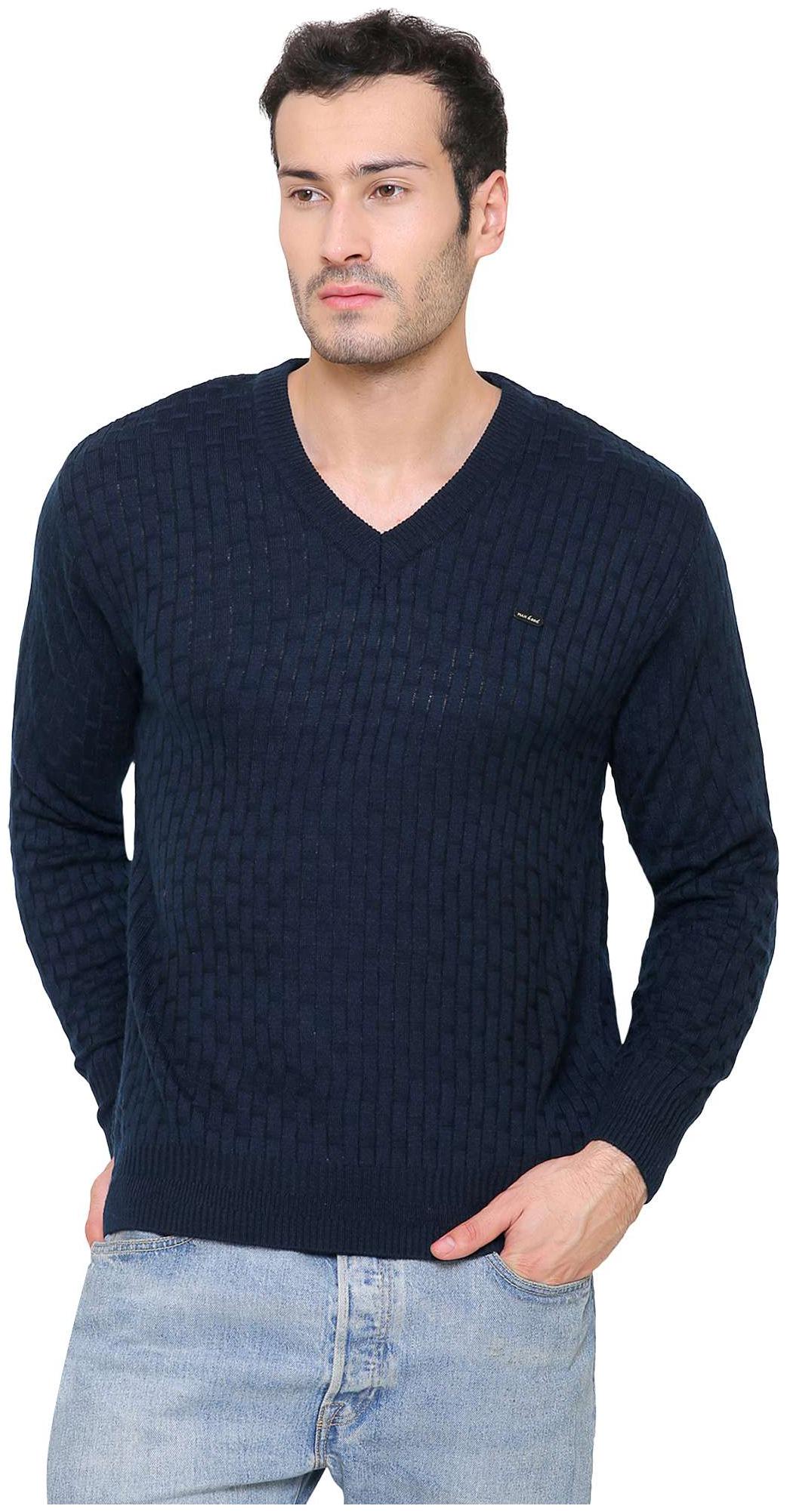 

MANHOOD Men Blue V neck Pullover