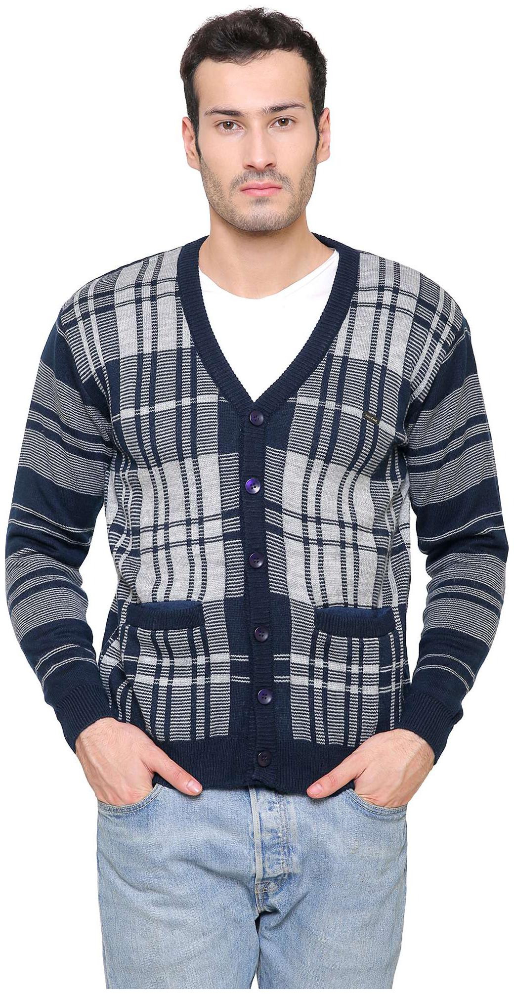 

MANHOOD Men Blue V neck Cardigan