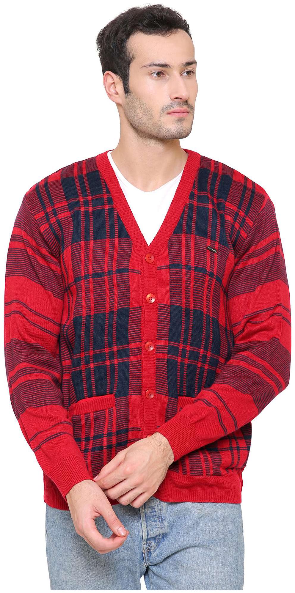 

MANHOOD Men Red V neck Cardigan