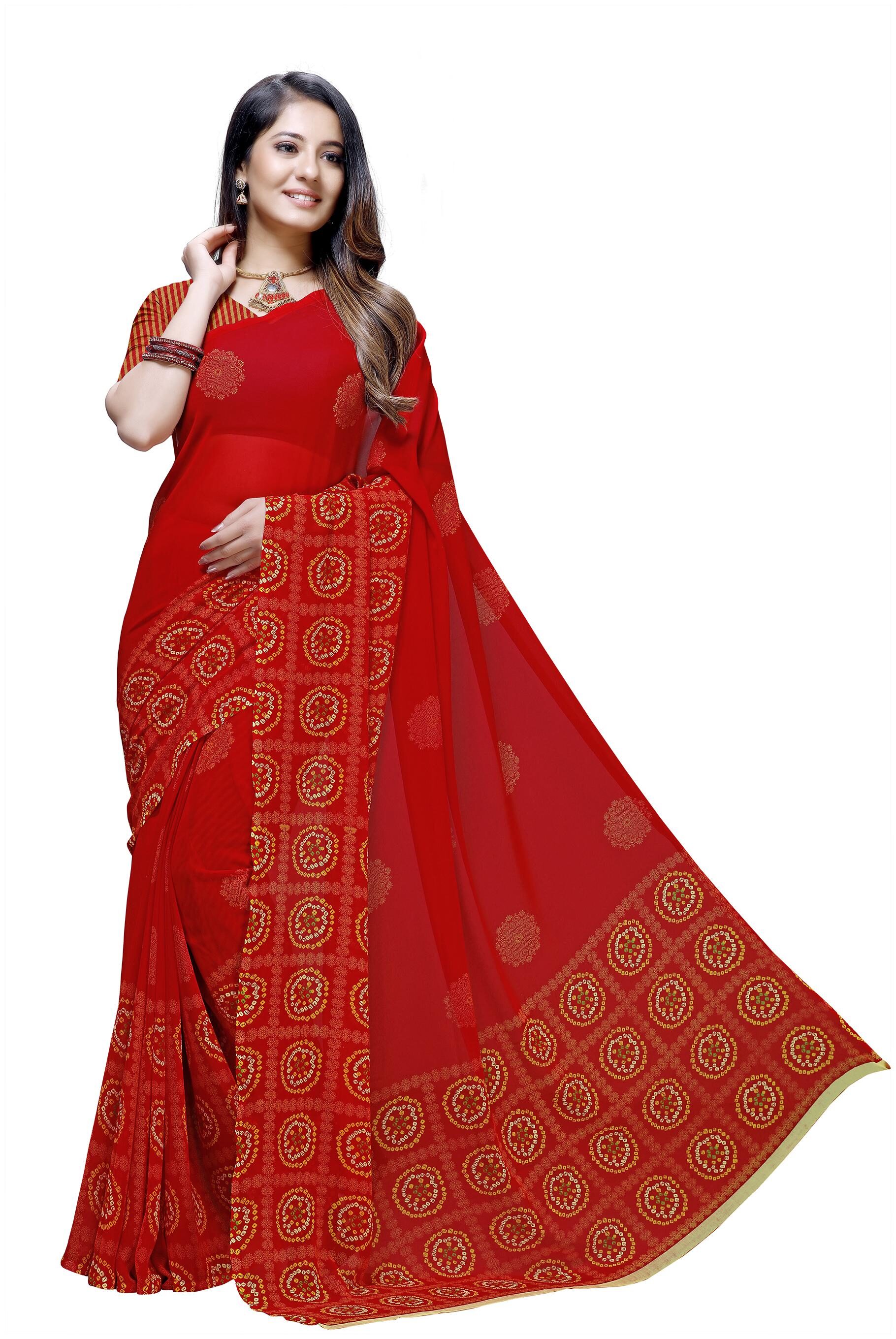 

Maniyar Georgette Red Color Saree