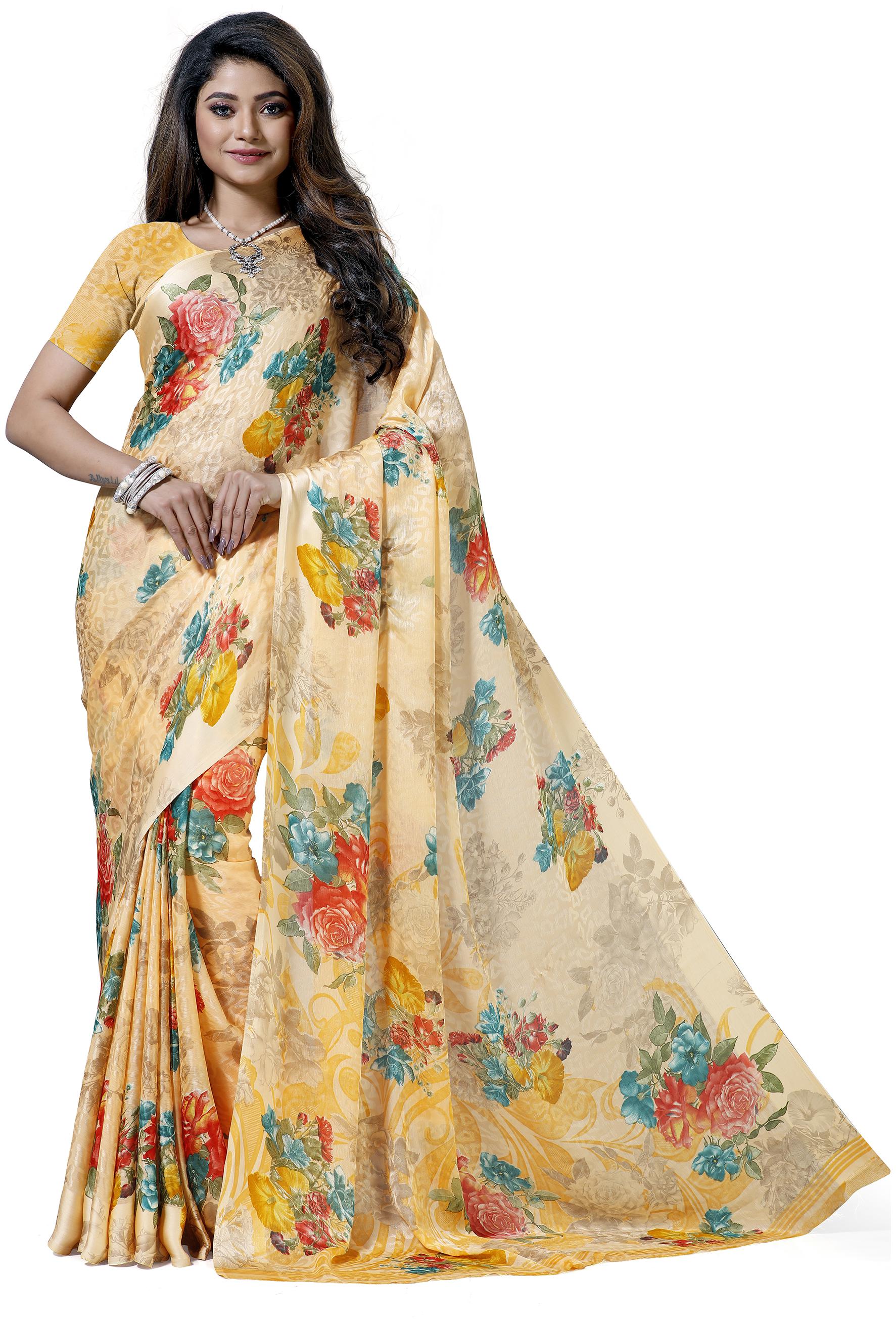 

Maniyar Georgette Multi Floral Regular Saree For Women