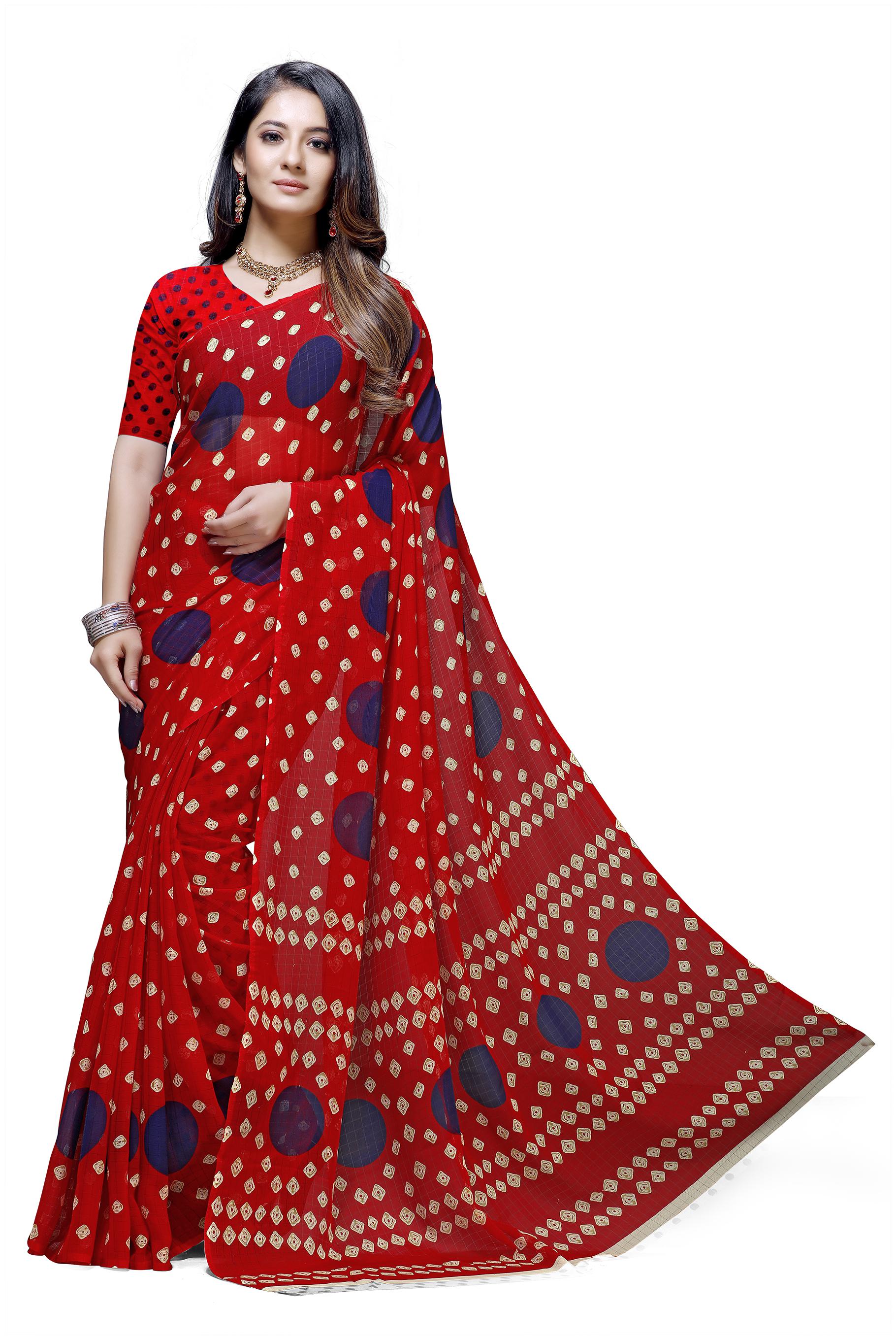 

Maniyar Georgette Red Color Saree