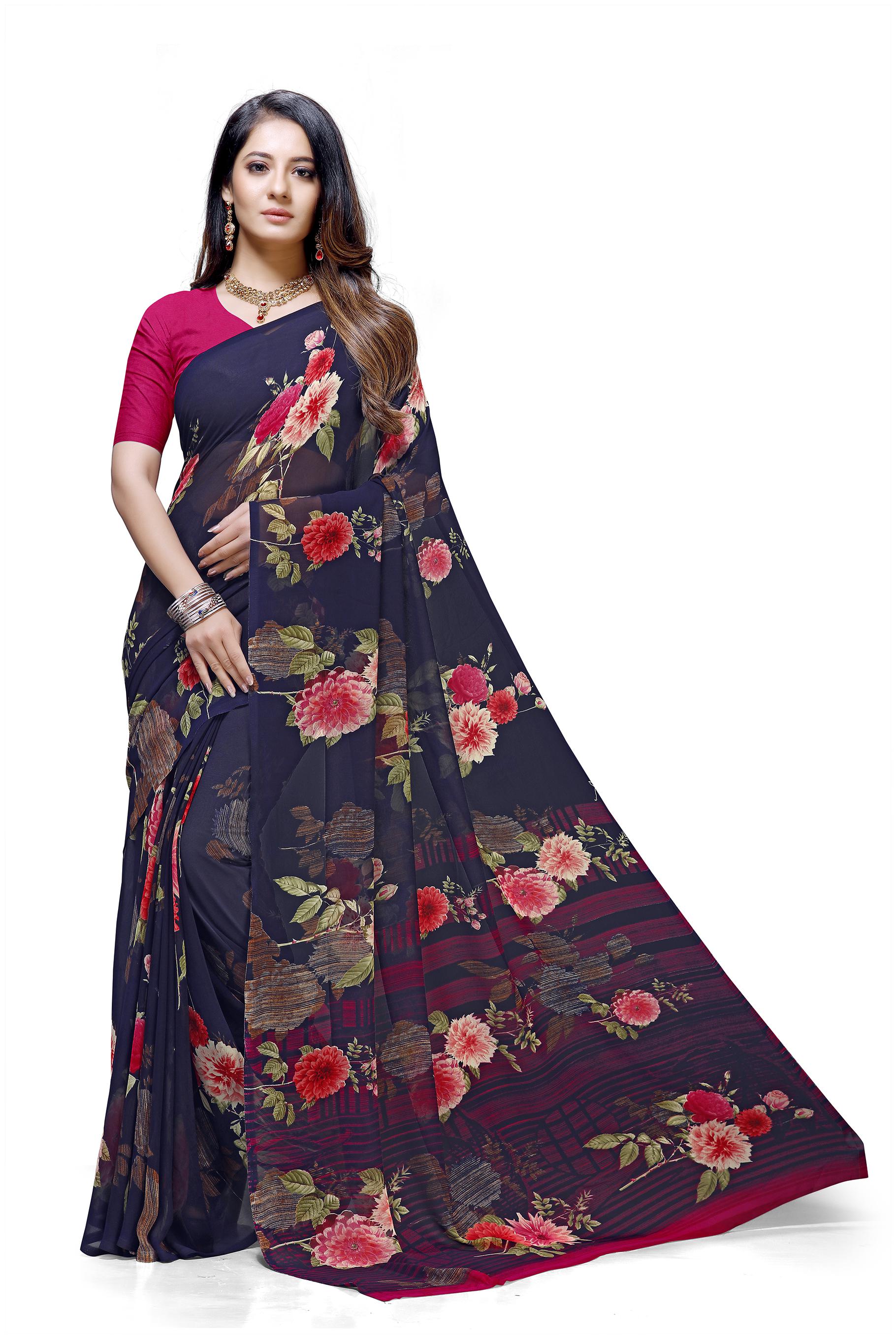 

Maniyar Georgette Blue Color Saree
