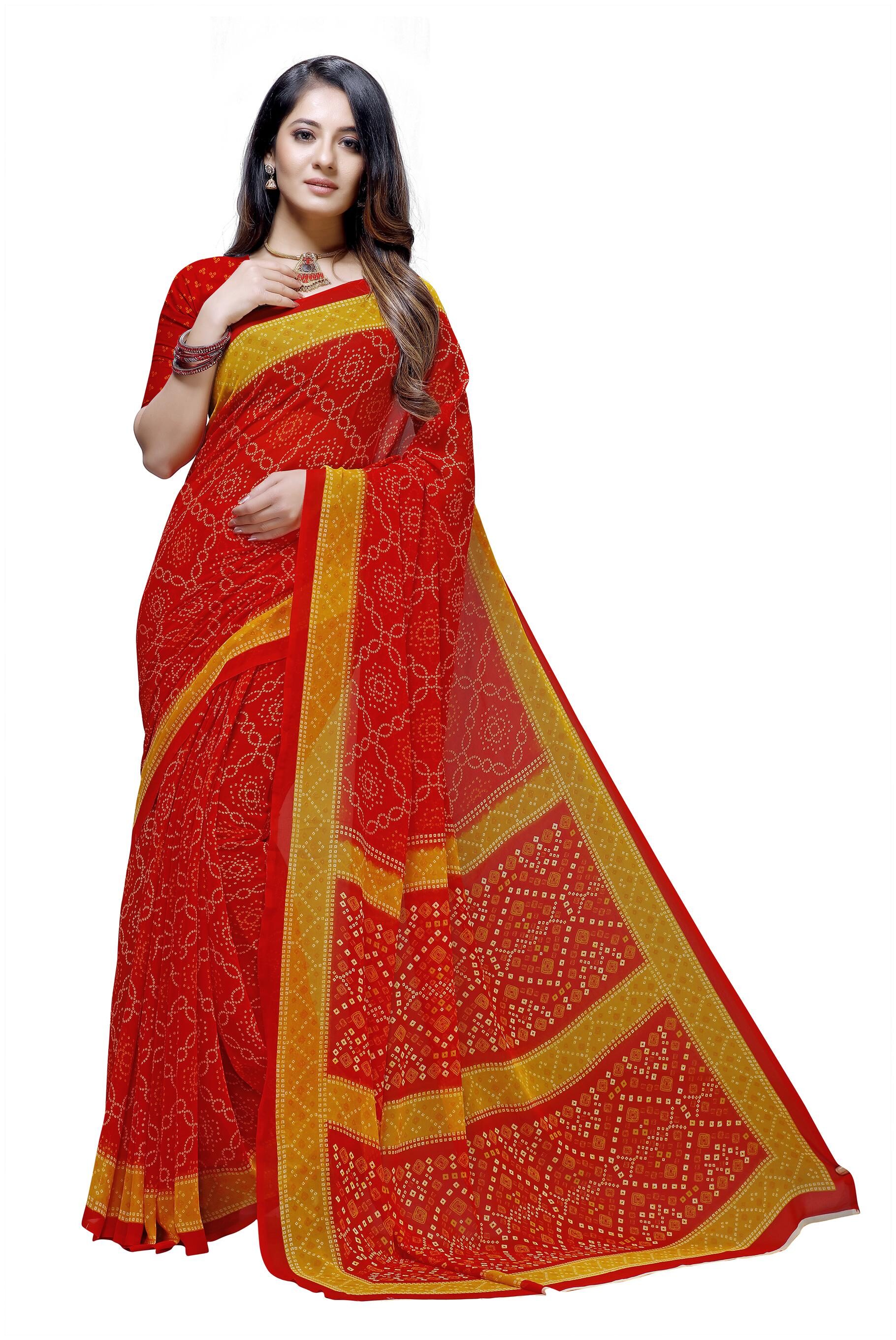 

Maniyar Georgette Red Color Saree