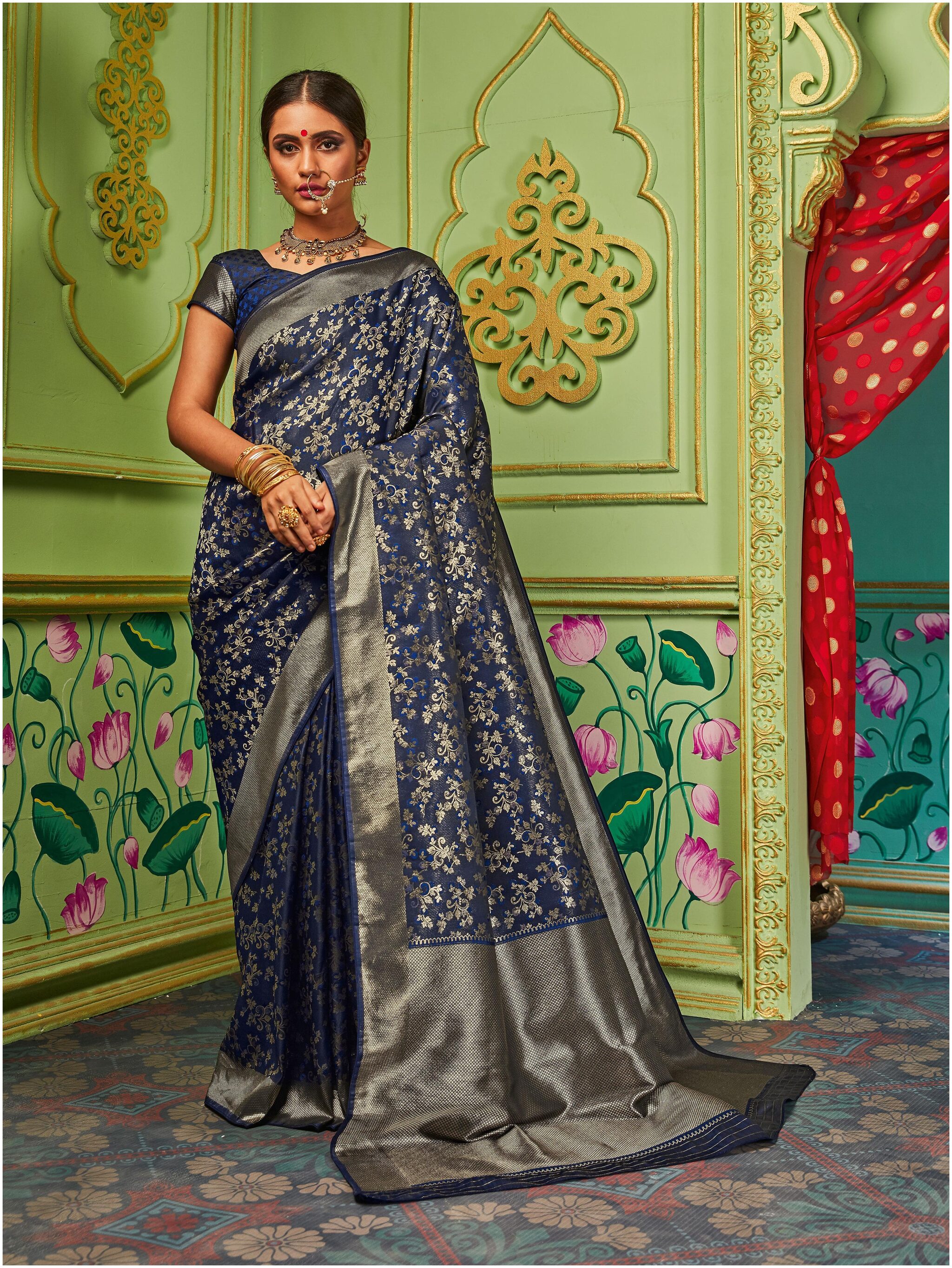 

Manohari Jacquard Woven Blue Designer Saree For Women
