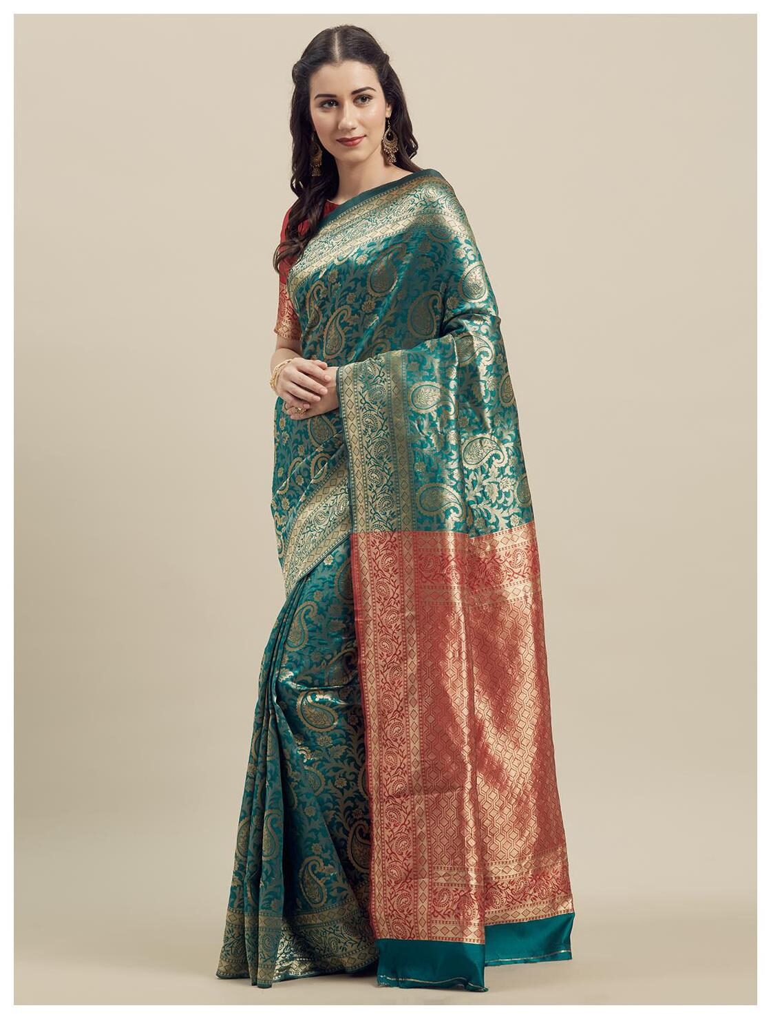 

Manohari Silk Zari Work Banarasi Designer Saree Green