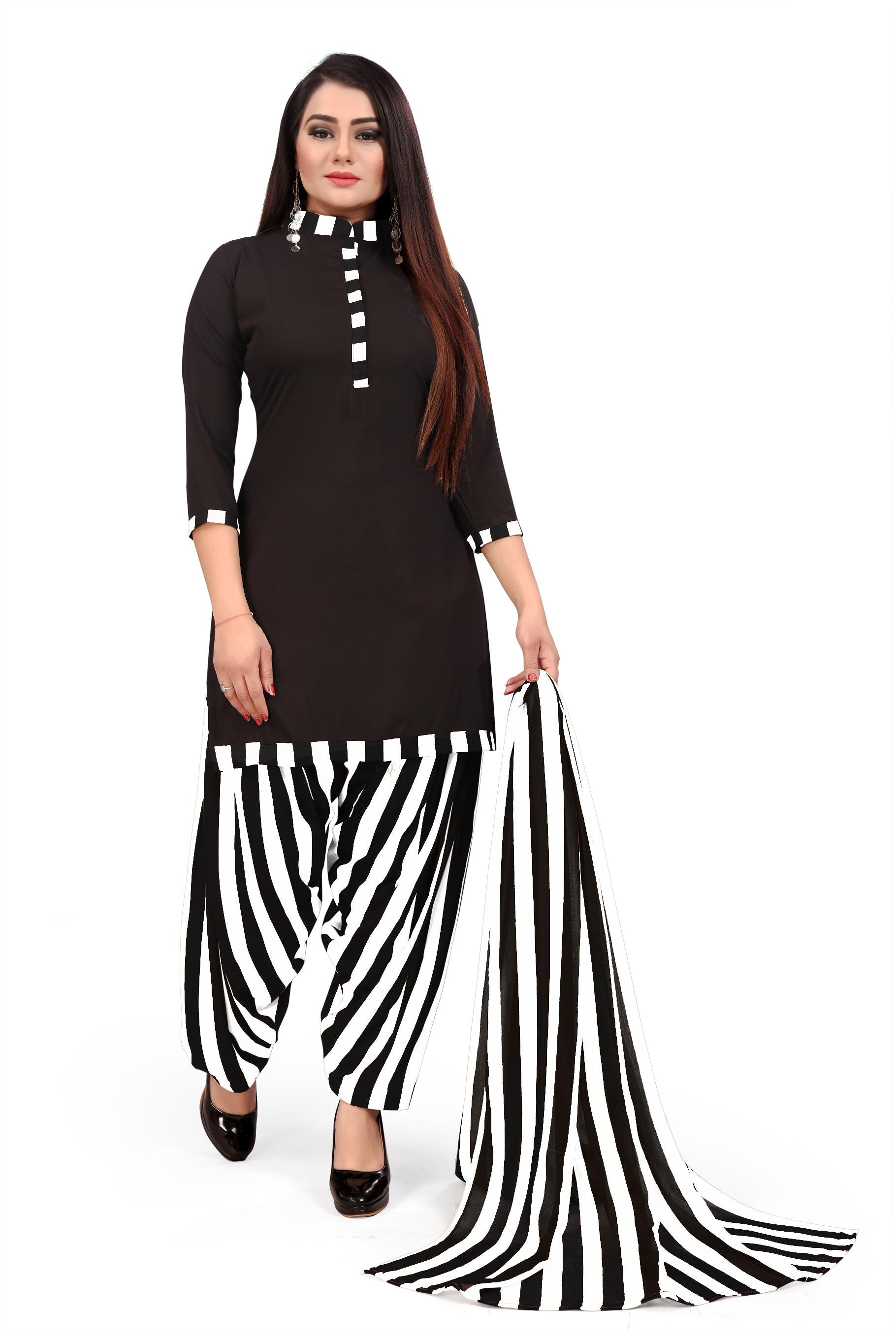 

MANVAA Black Unstitched Kurta with bottom dupatta With dupatta Dress Material