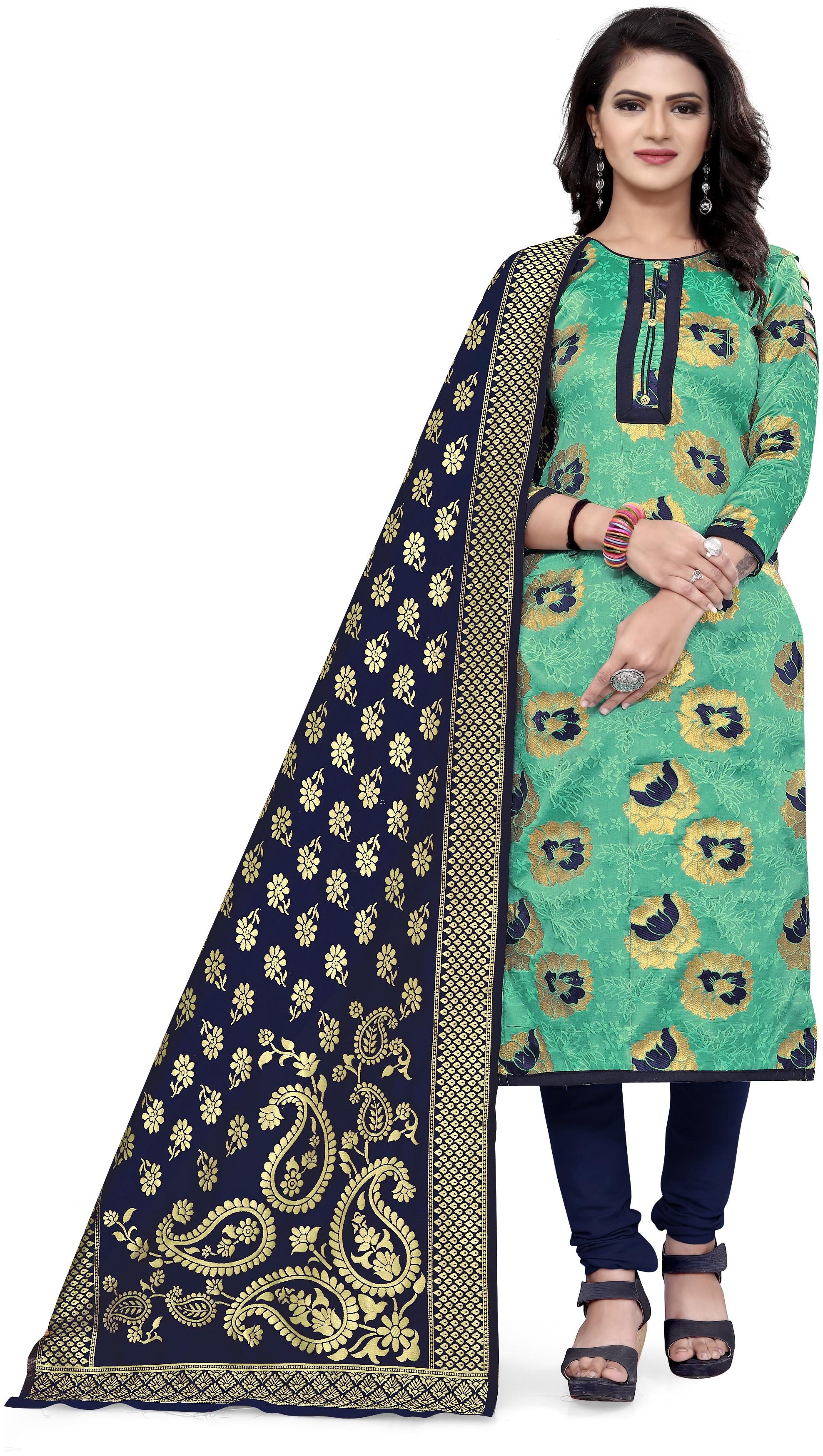 

MANVAA Green Unstitched Kurta with bottom dupatta With dupatta Dress Material