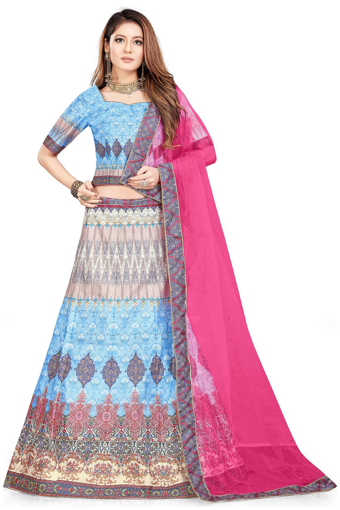 

MANVAA Silk Others Semistiched Lehenga Choli With Dupatta Multi
