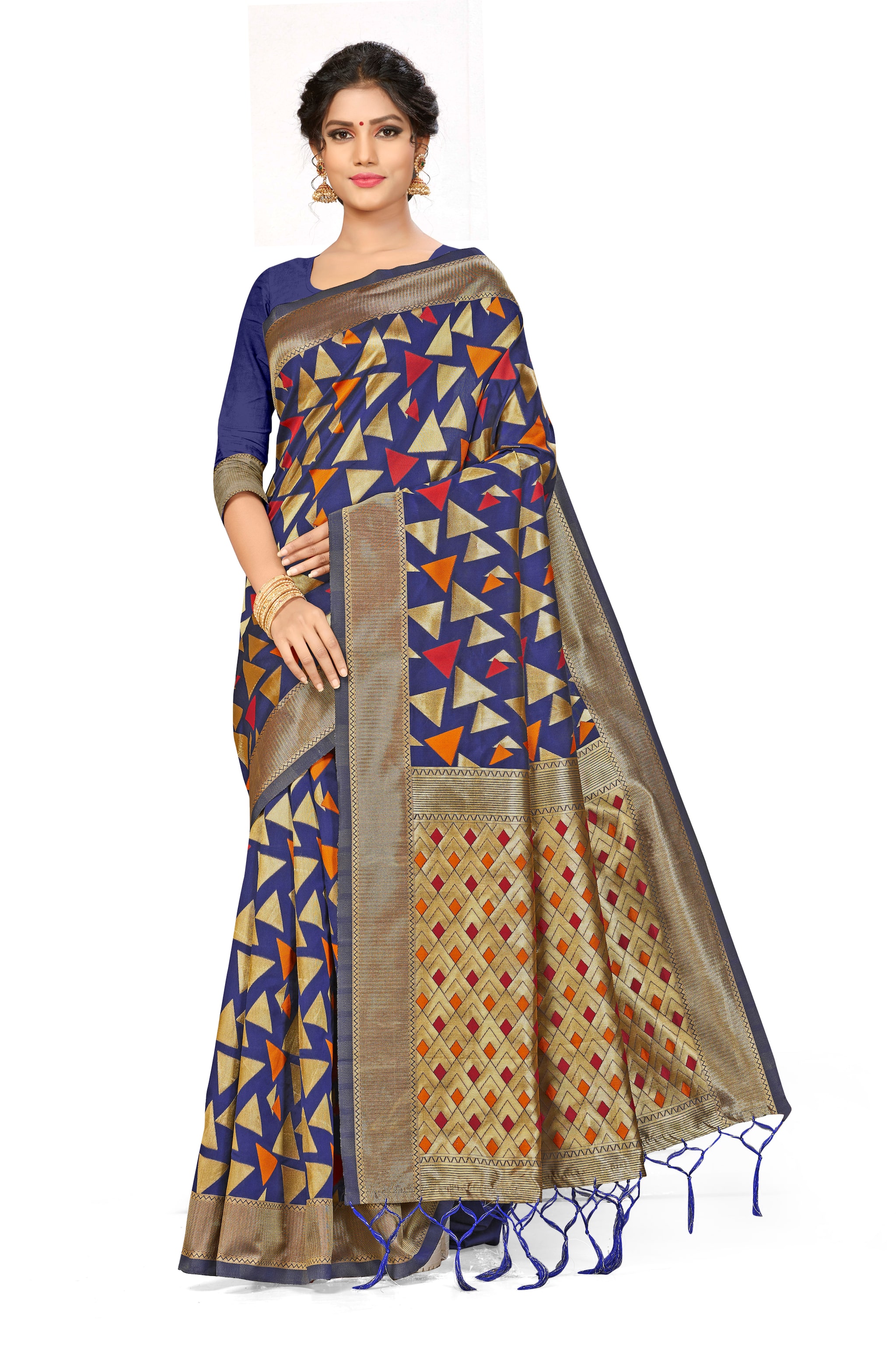 

MANVAA Silk Woven Multi Color Regular Saree With Blouse