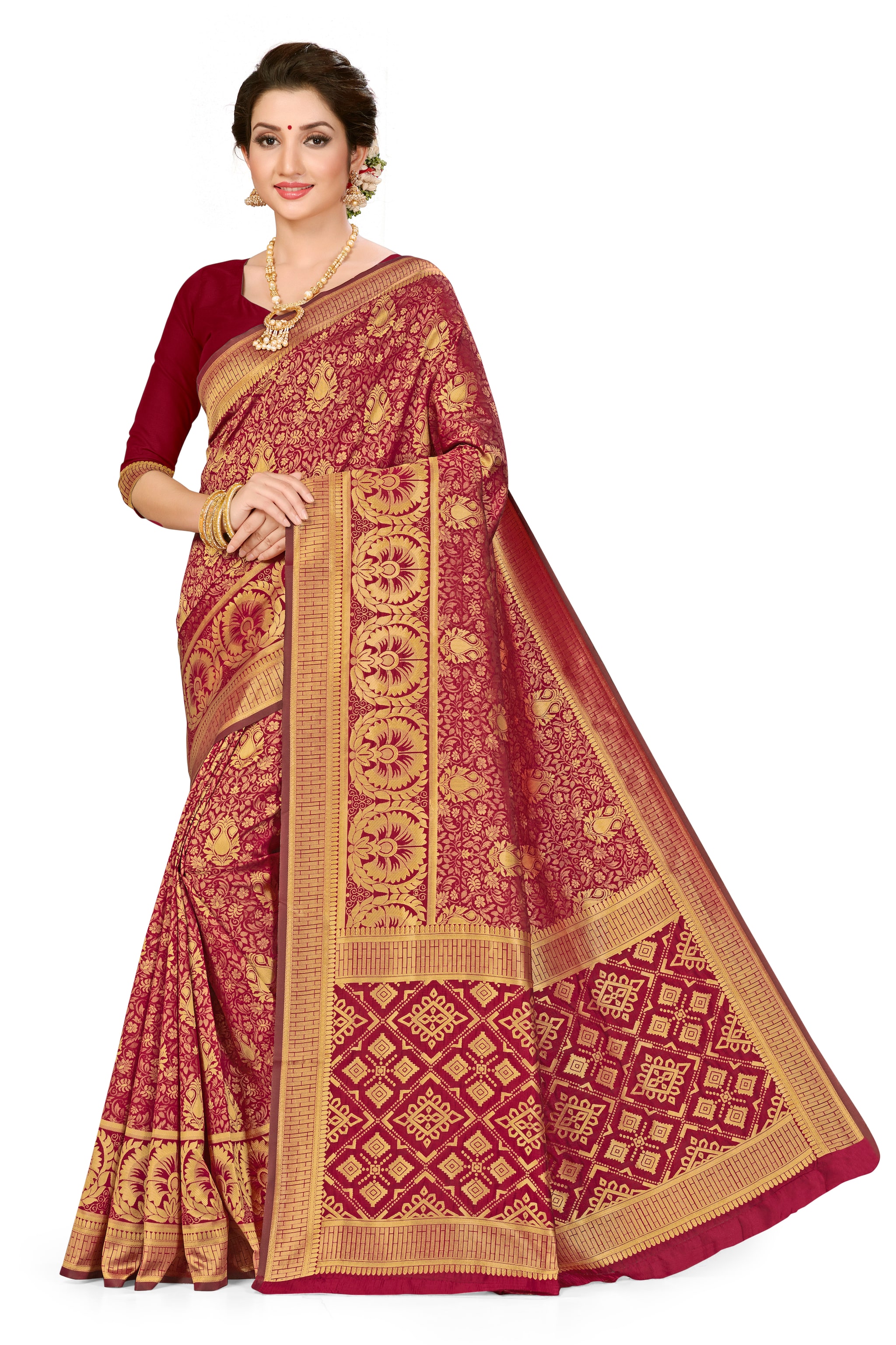 

MANVAA Silk Woven Purple Color Regular Saree With Blouse