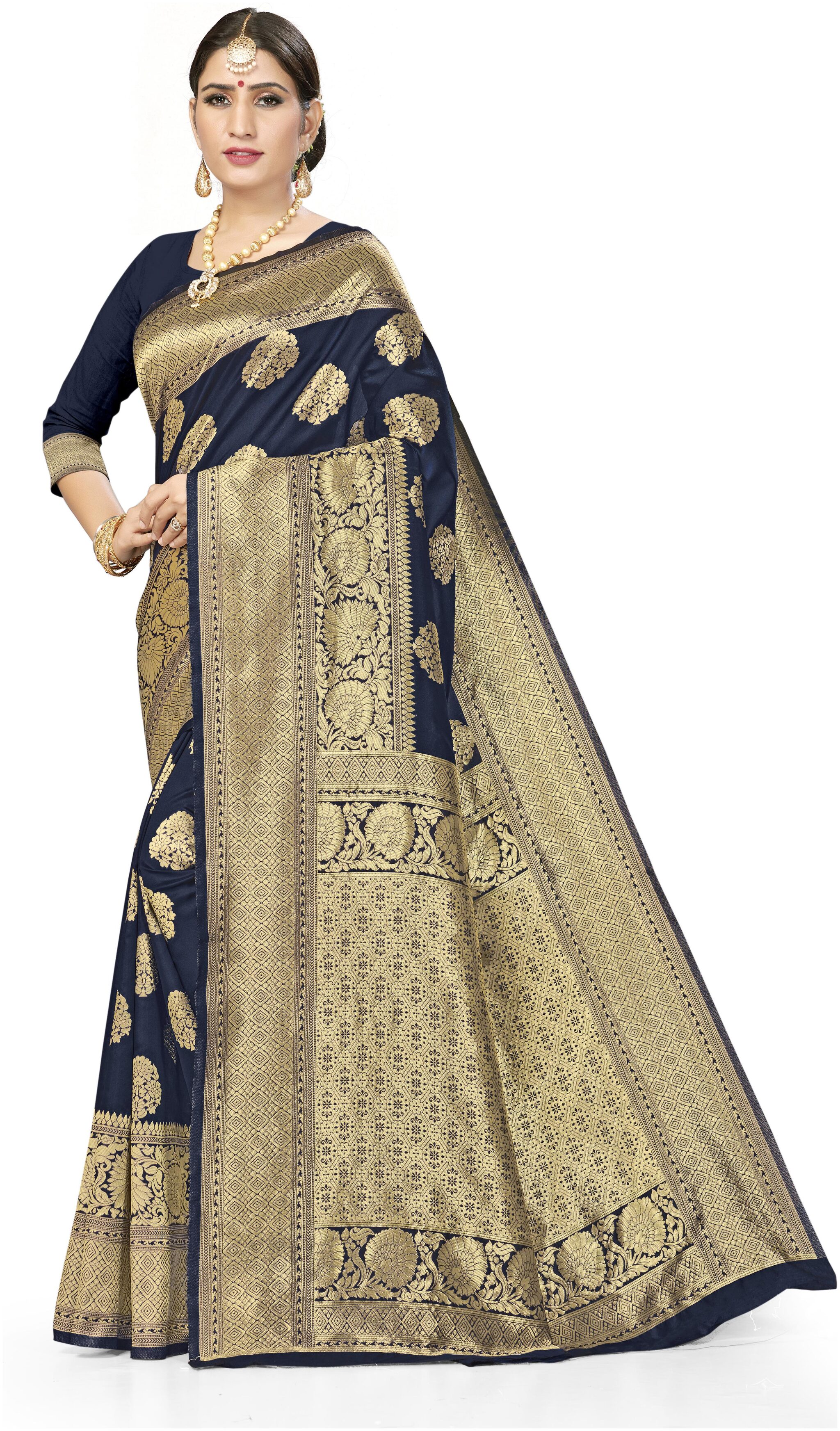 

MANVAA Silk Woven Blue Regular Saree For Women