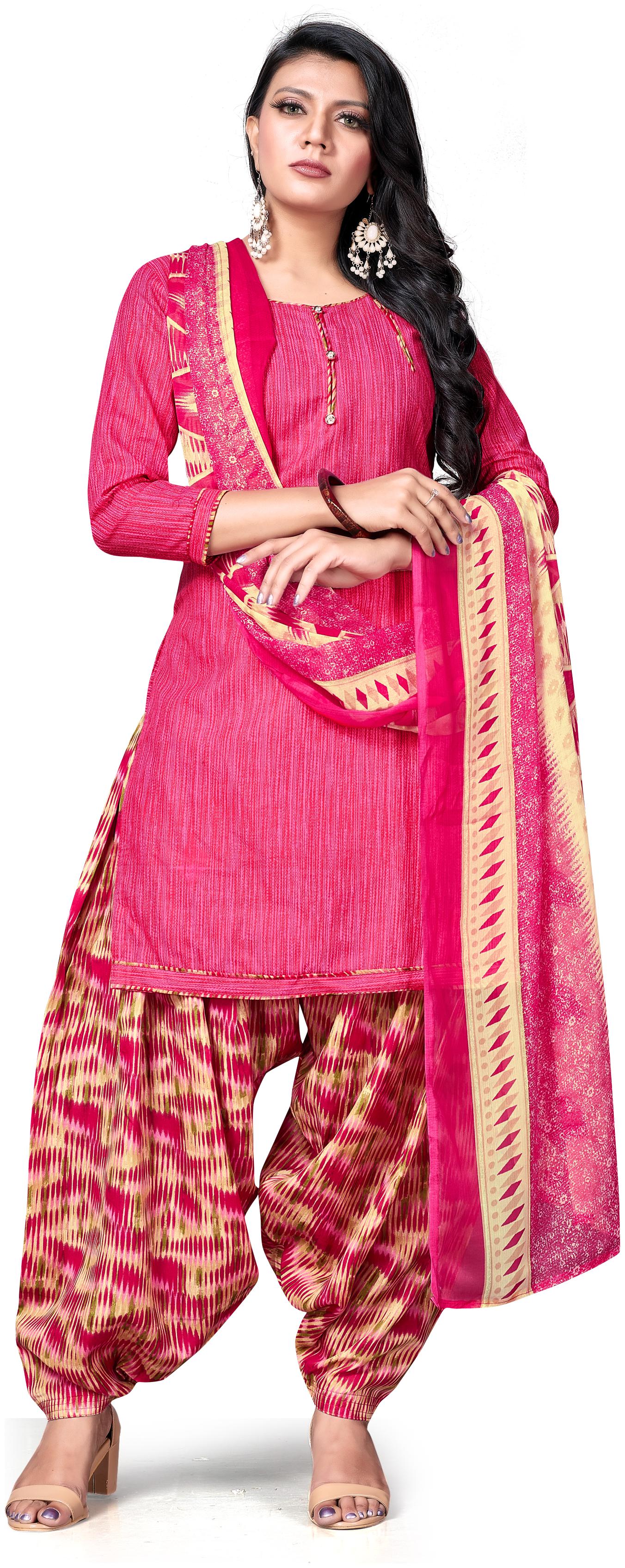 

MANVAA Pink Unstitched Kurta with bottom dupatta With dupatta Dress Material