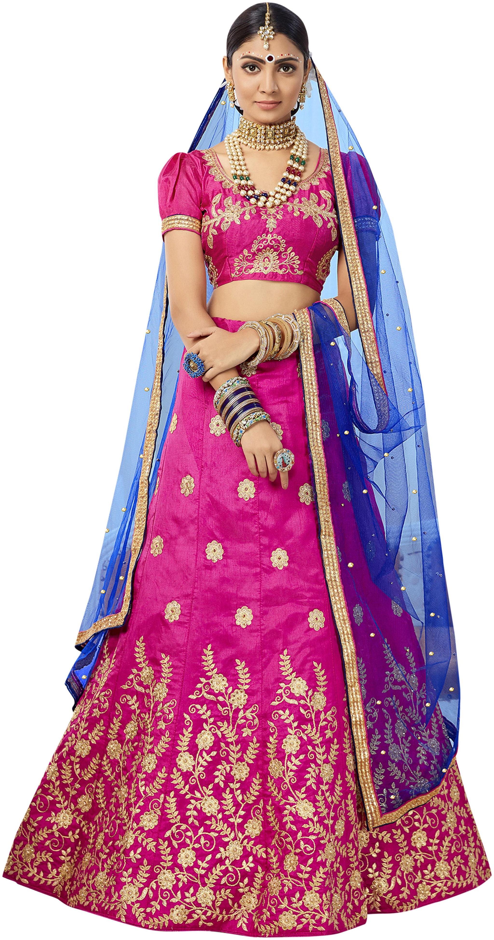 

MANVAA Women Silk Lehenga Choli Pink