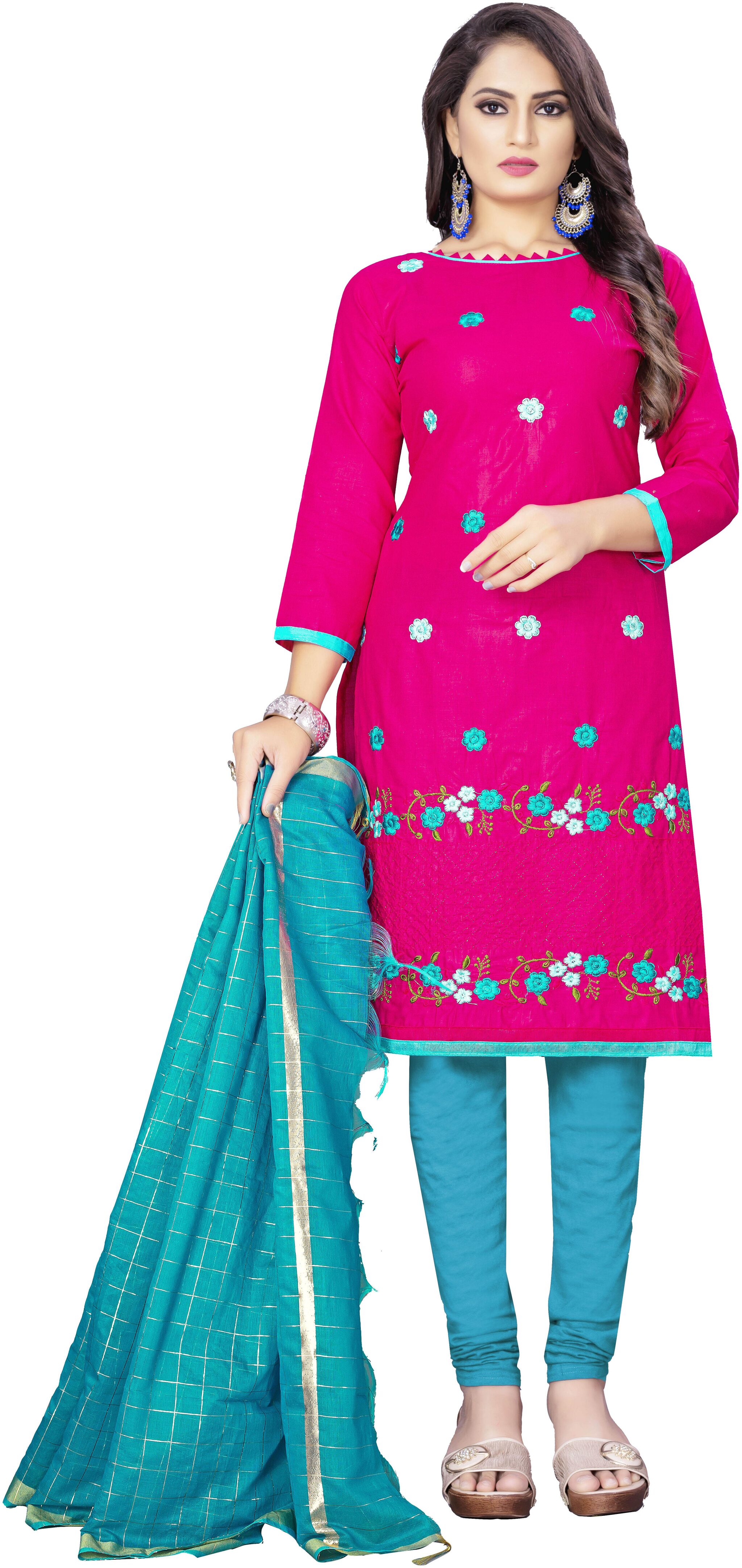 

MANVAA Women Pure Cotton Pink Dress Material