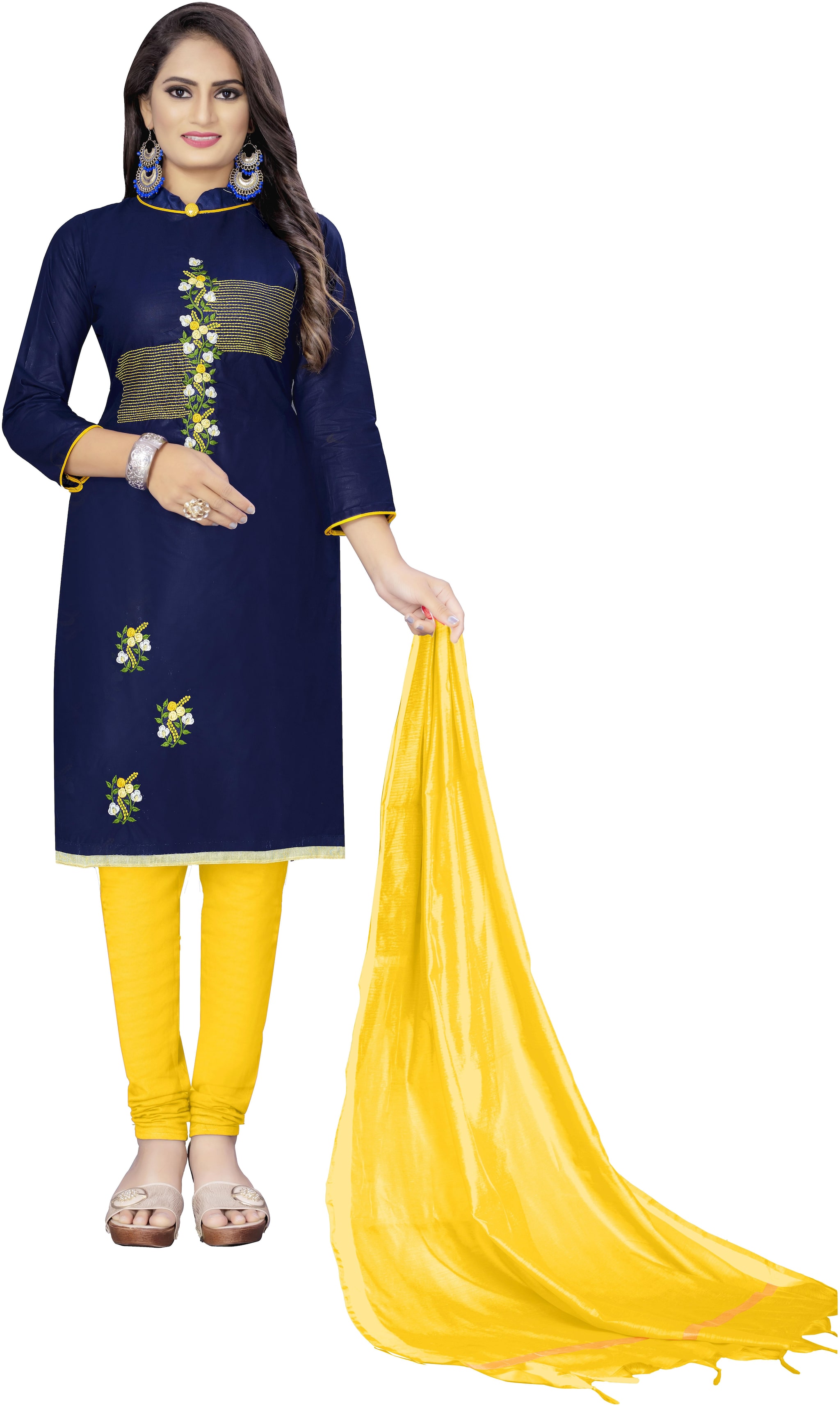 

MANVAA Women Pure Cotton Blue Dress Material