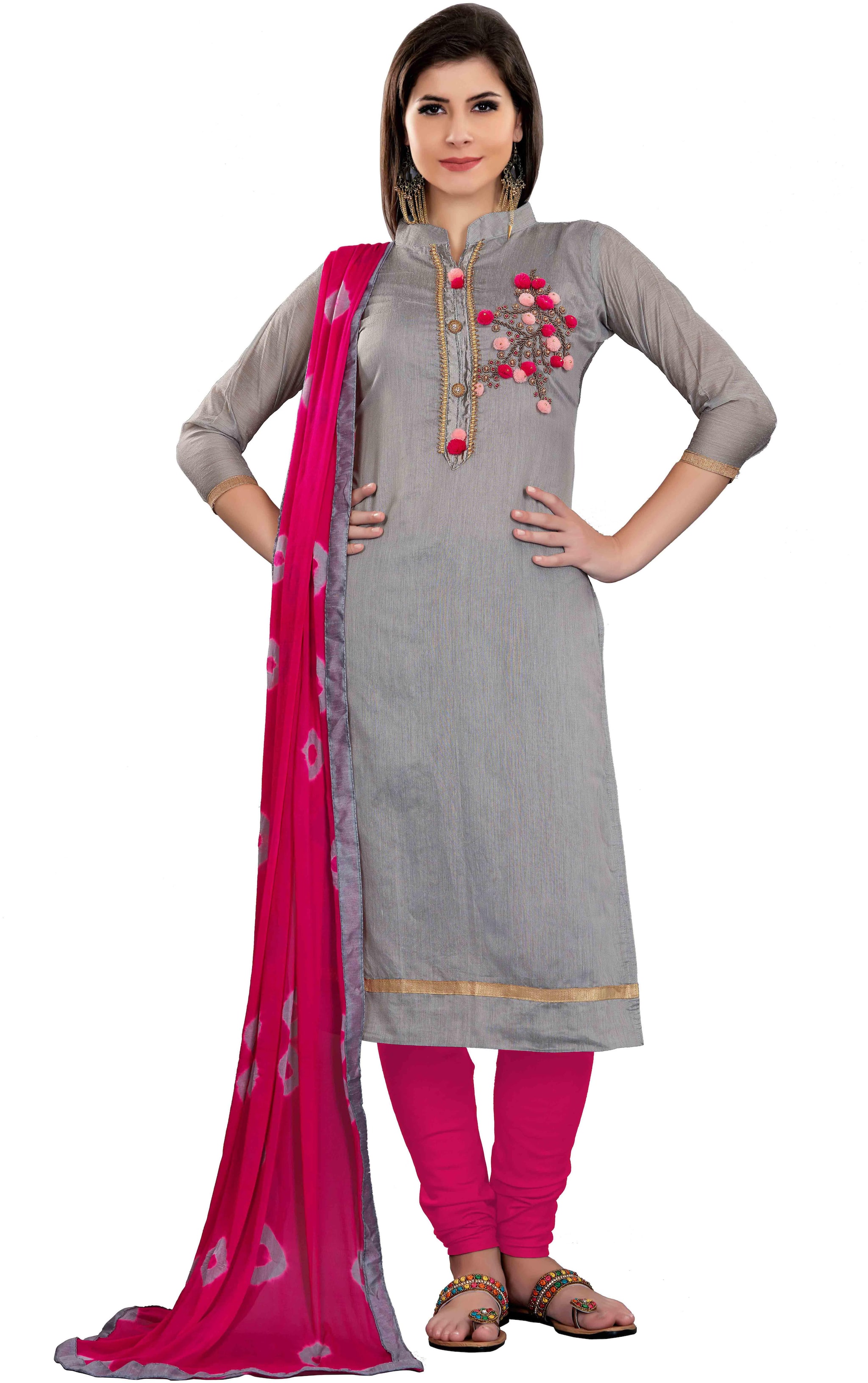 

Manvaa Women Grey Woven Cotton Dress Material