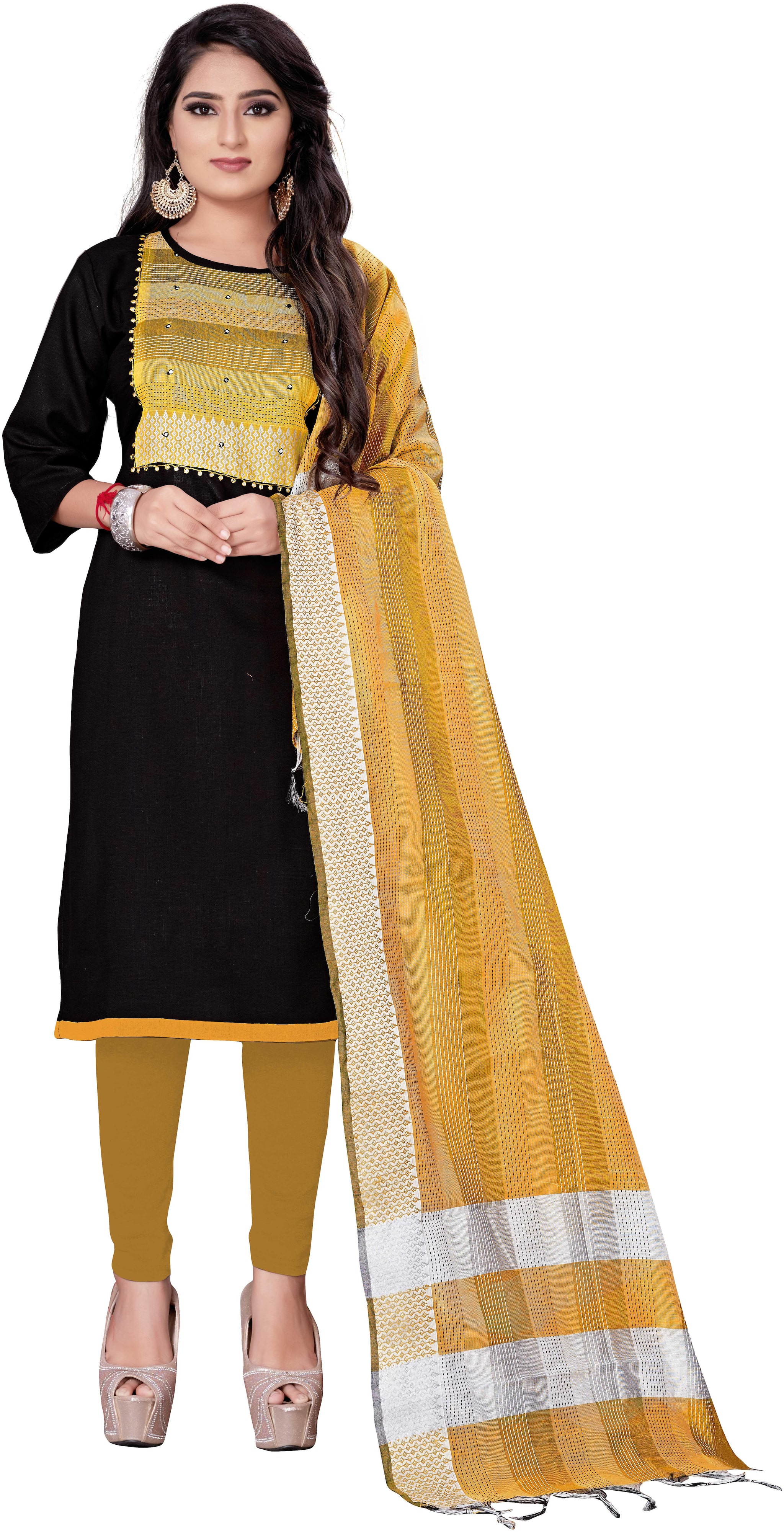 

MANVAA Women Cotton Blend Black Dress Material
