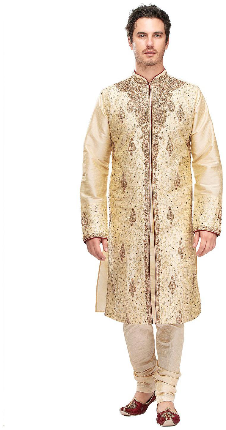 

Manyavar Beige Embroidered Kurta Churidar Set