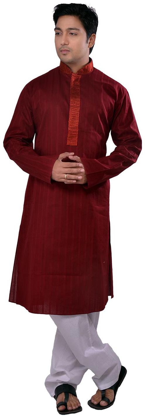

Manyavar Classic Maroon Cotton Kurta Pyjama