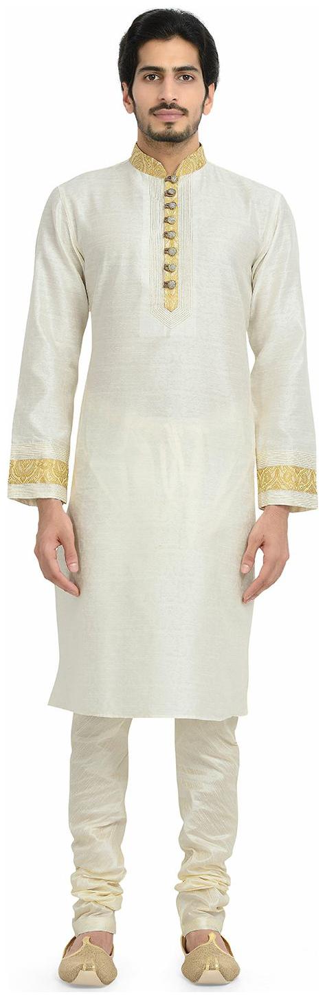

Manyavar Elegant White Textured Kurta Churidar