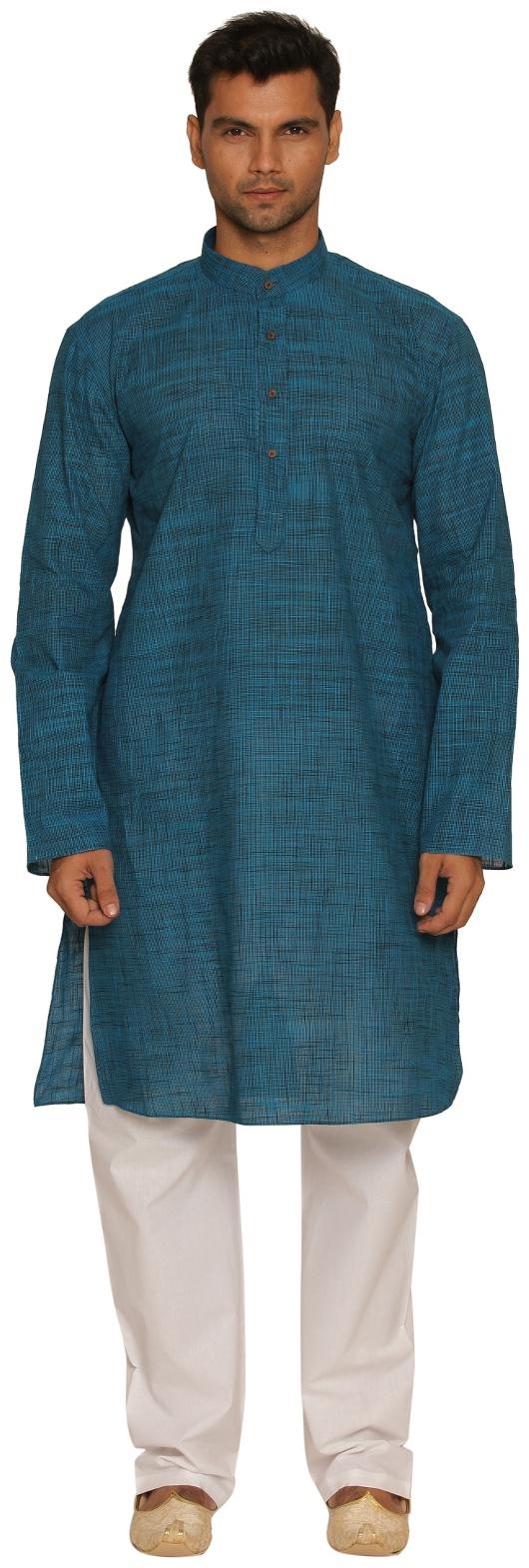 

Manyavar Green Checkered Men s Kurta