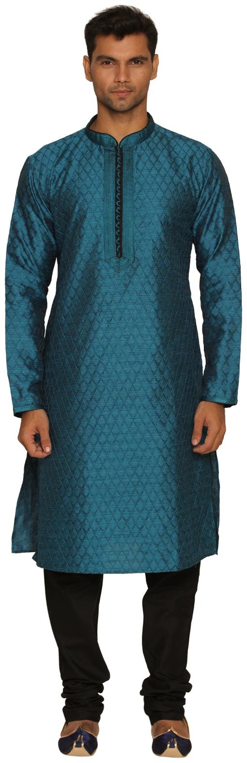 

Manyavar Green Trendy Self Design Men s Kurta and Pyjama