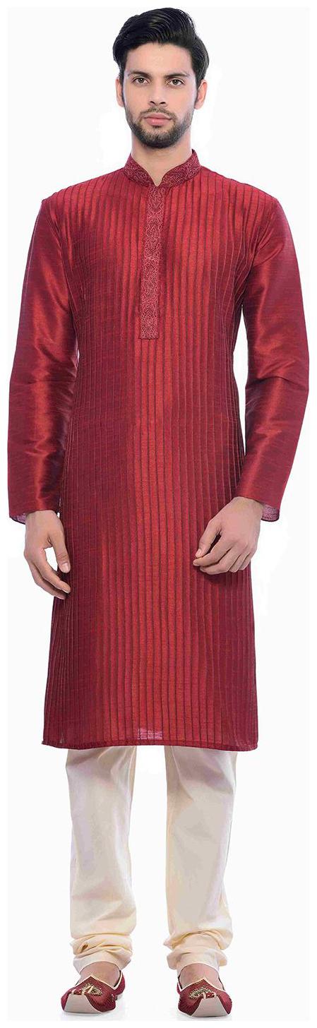 

Manyavar Maroon Striped Kurta Chudidar Set