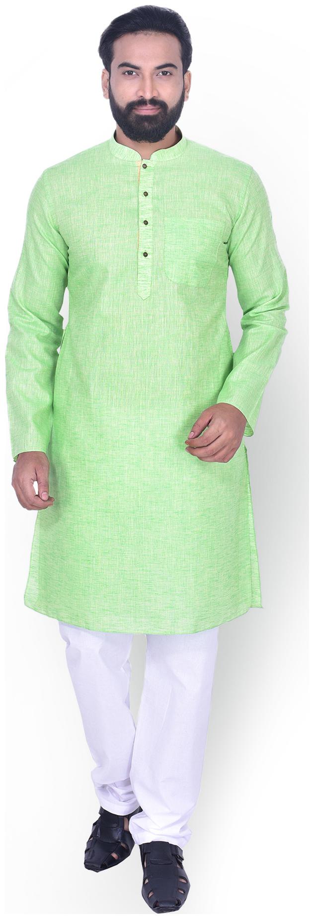 

Manyavar Men Green Regular Fit Kurta