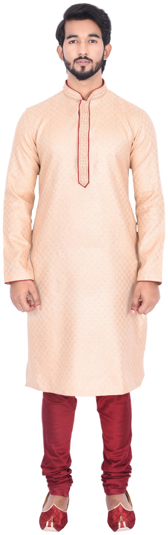 

Manyavar Men Beige Full Sleeve Kurta Paired with Churidar