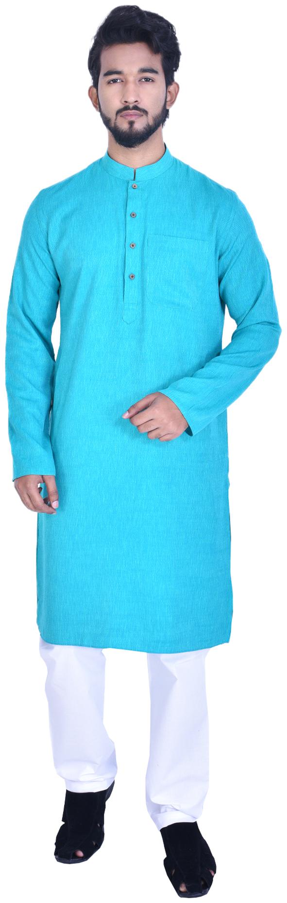 

Manyavar Men Turquoise Regular Fit Kurta