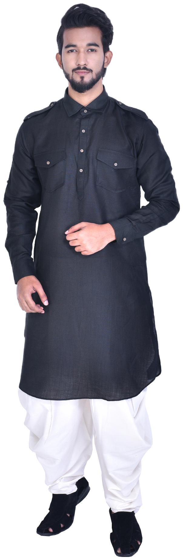 

Manyavar Men Black Regular Fit Kurta
