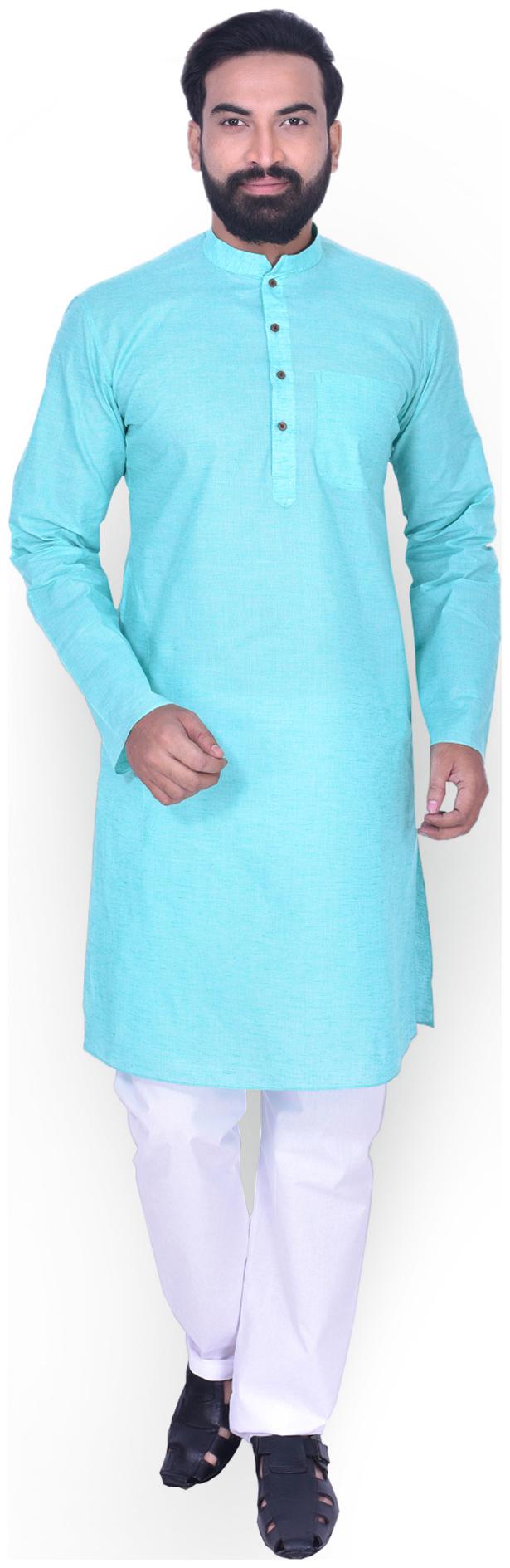 

Manyavar Men Turquoise Regular Fit Kurta