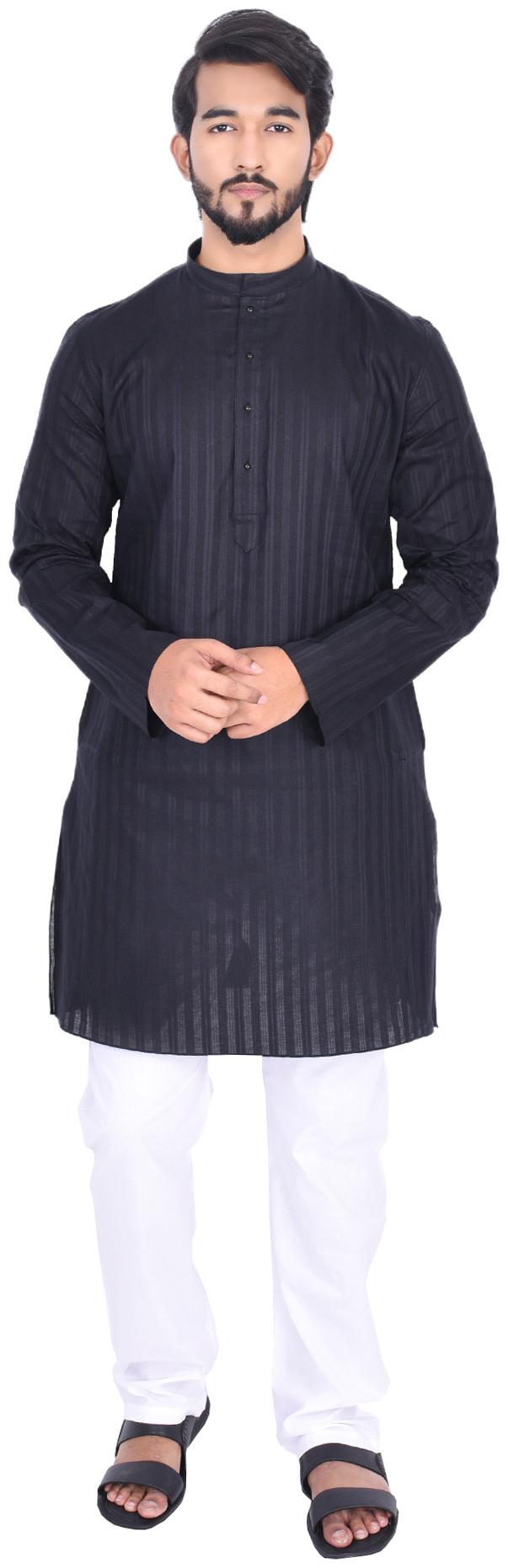 

Manyavar Men Black Regular Fit Kurta