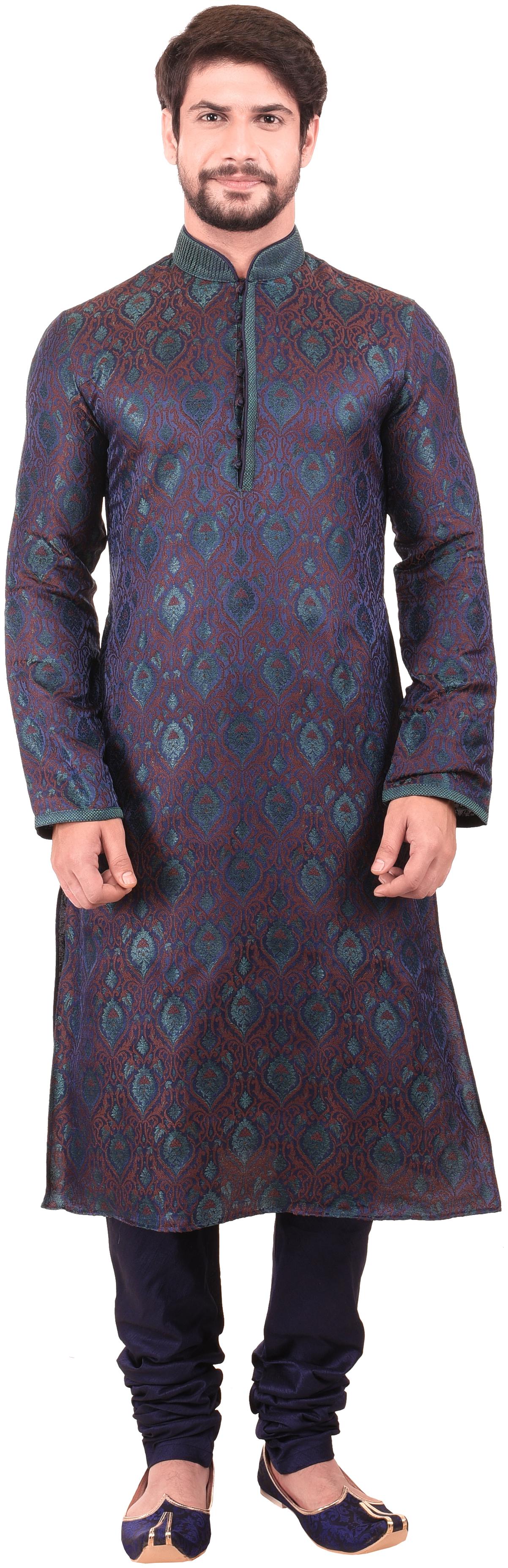 

Manyavar Men Multicolour Full Sleeve Kurta Paired with Churidar