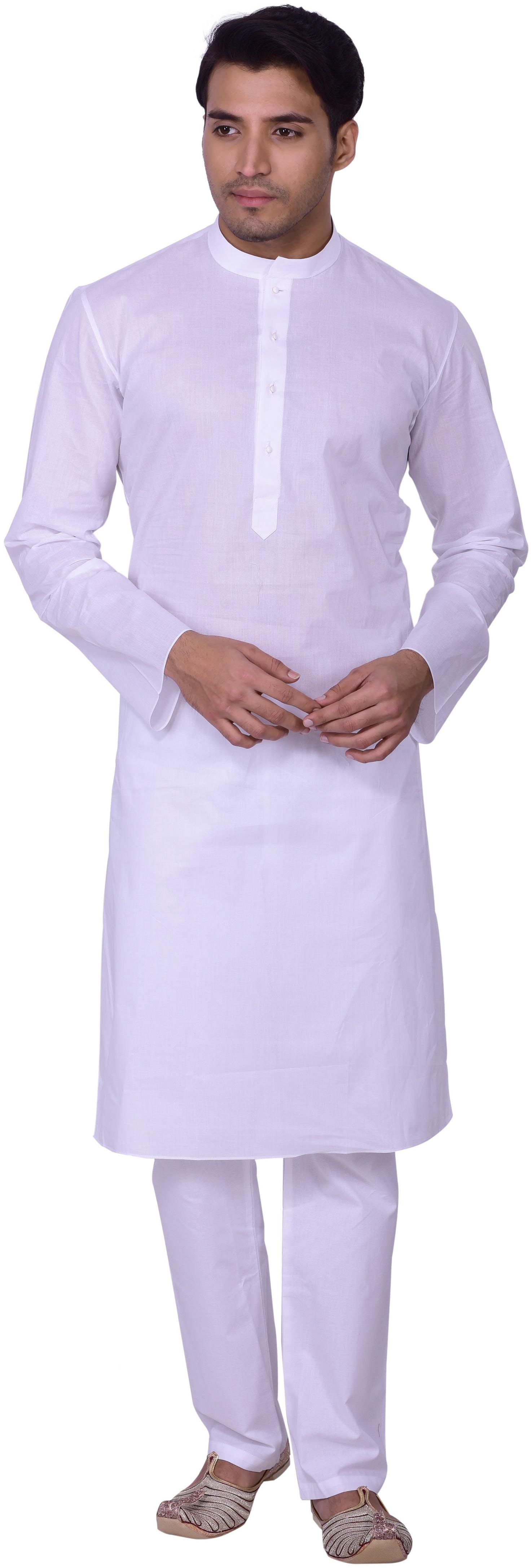 

Manyavar Men White Full Sleeve Solid Kurta Paired with Pyjama
