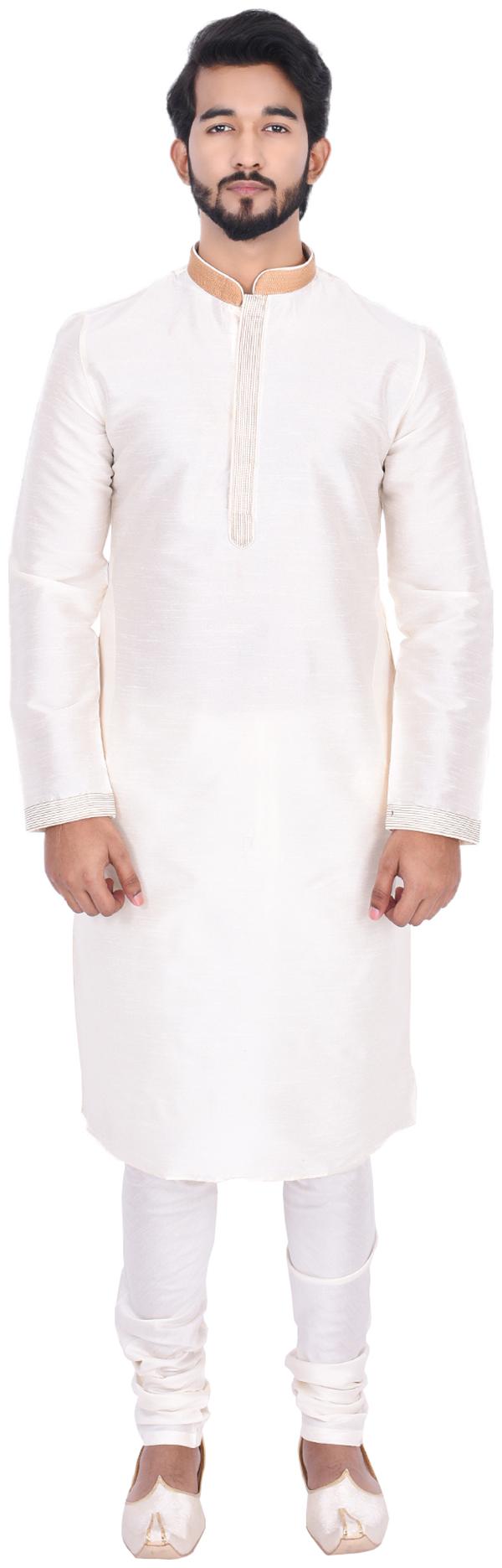 

Manyavar Men Off White Full Sleeve Kurta with Churidar