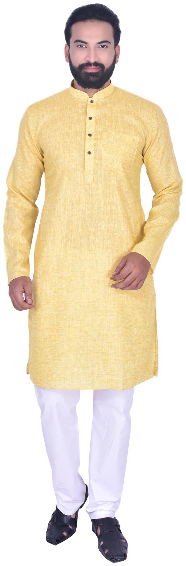 

Manyavar Men Yellow Regular Fit Kurta