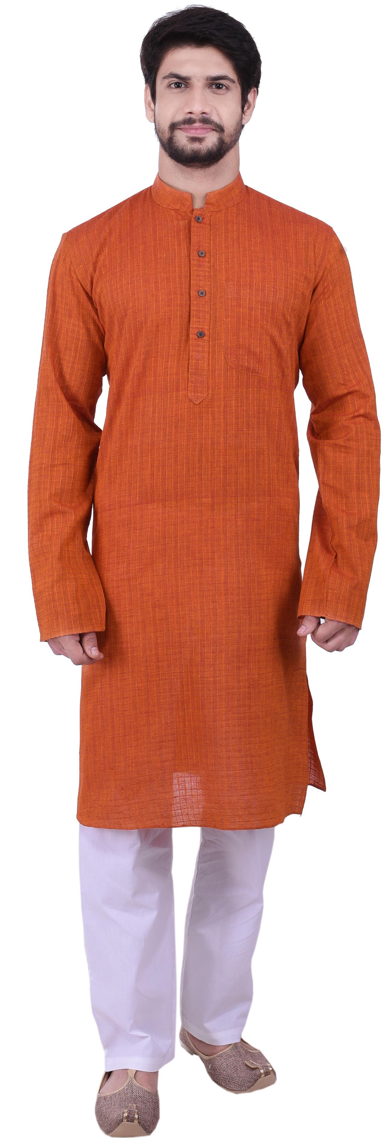 

Manyavar Men Orange Regular Fit Kurta
