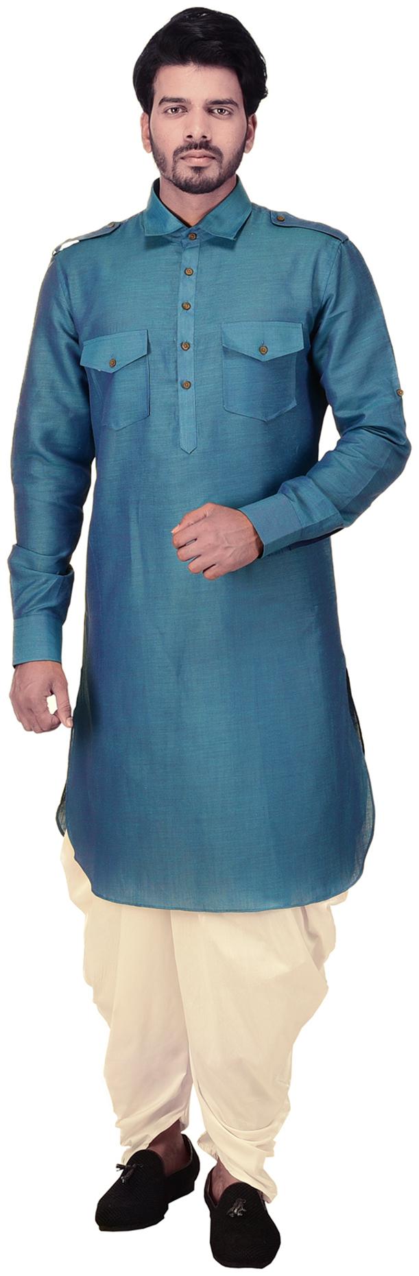 

Manyavar Men Blue Regular Fit Kurta