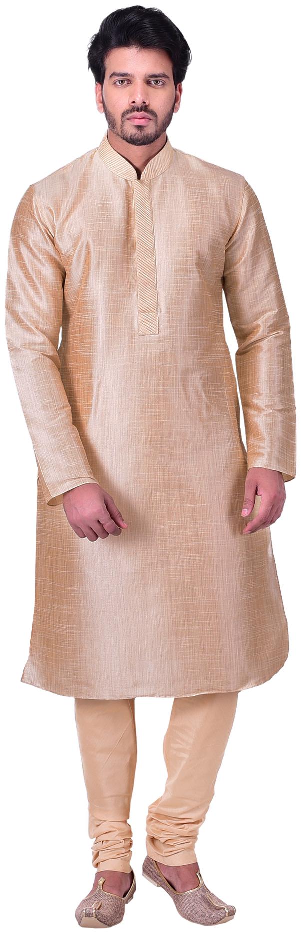 

Manyavar Men Beige Full Sleeve Kurta Paired with Churidar