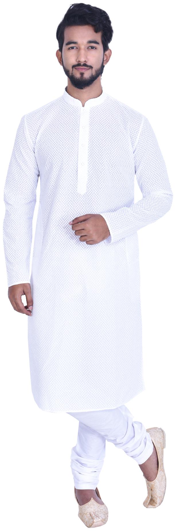 

Manyavar Men White Full Sleeve Kurta Paired with Churidar