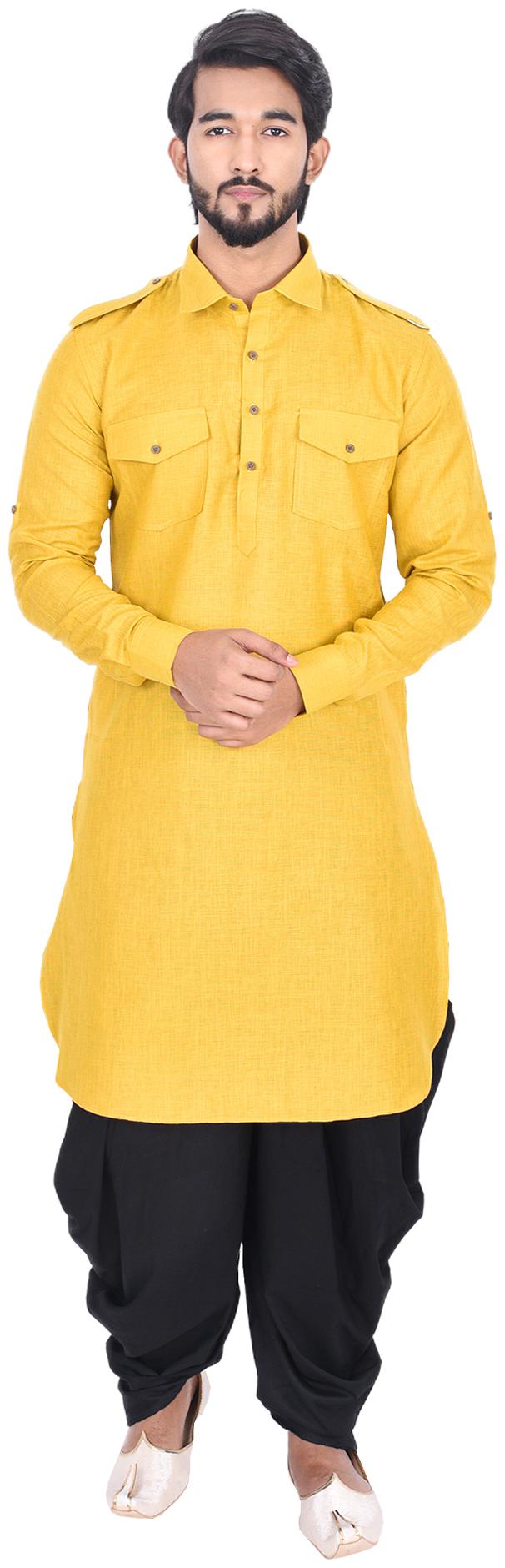 

Manyavar Men Yellow Regular Fit Kurta