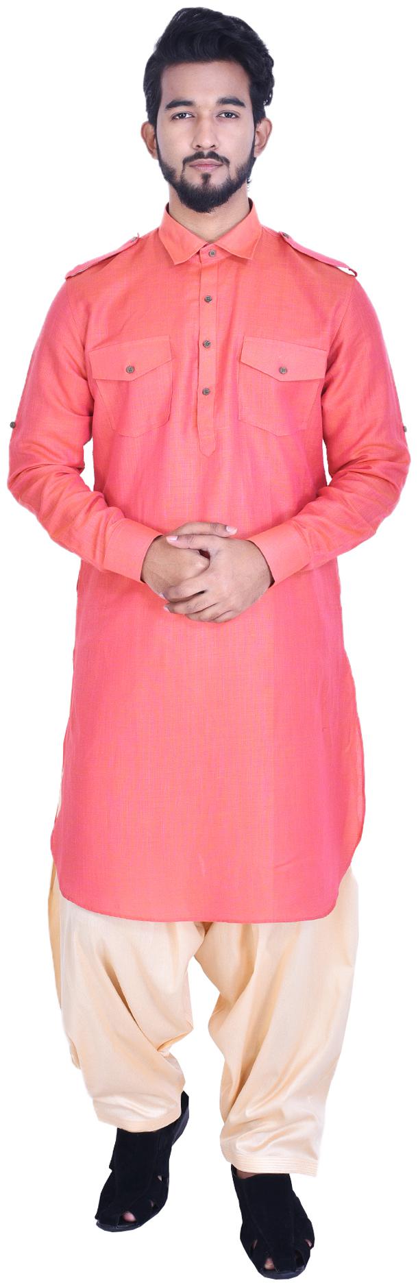 

Manyavar Men Pink Regular Fit Kurta